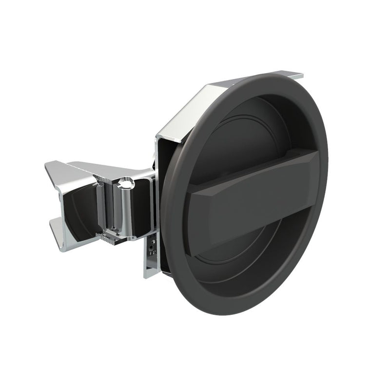 SOUTHCO Flush Cam Latch, Medium Size, Turn Clockwise to Latch / Lock, Single or Three - Point Latching, Standard Style Handle, Powder Coat, Black [16450]