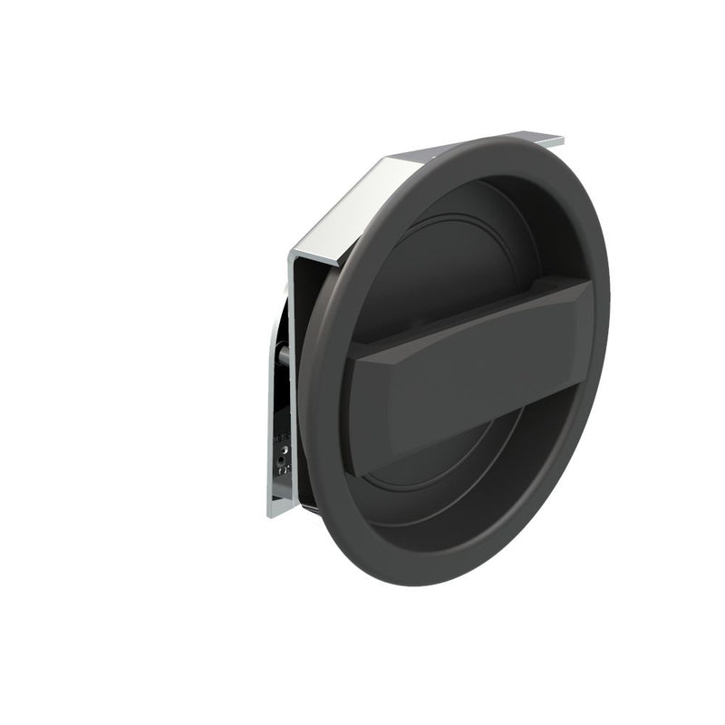 SOUTHCO Flush Cam Latch, Medium Size, Turn Counterclockwise to Latch / Lock, Two - Point Latching, Standard Style Handle, Powder Coat, Black [20102]