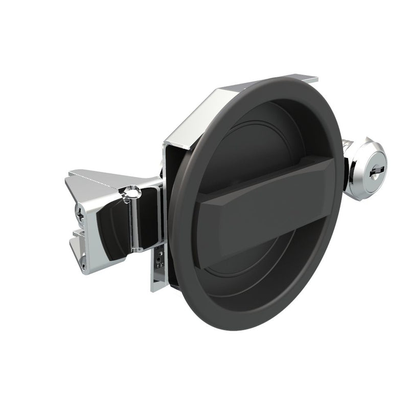 SOUTHCO Flush Cam Latch, Medium Size, Turn Clockwise to Latch / Lock, Single or Three - Point Latching, Standard Style Handle, Powder Coat, Black [01-33-15]