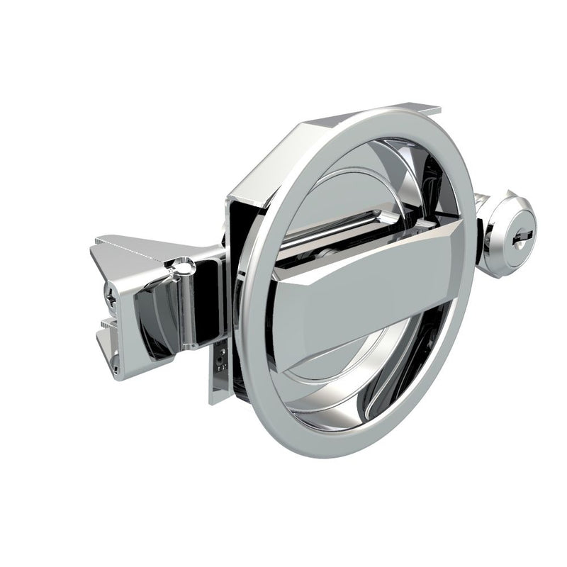SOUTHCO Flush Cam Latch, Medium Size, Turn Counterclockwise to Latch / Lock, Single or Three - Point Latching, Standard Style Handle, Chrome Plated, Bright [01-33-21]