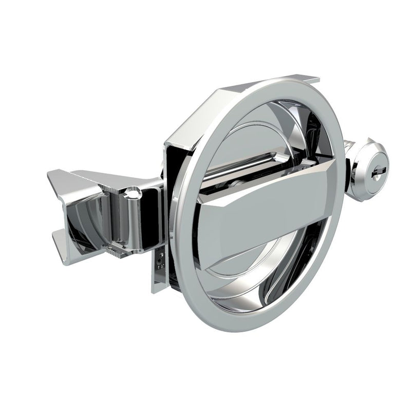 SOUTHCO Flush Cam Latch, Medium Size, Turn Clockwise to Latch / Lock, Single or Three - Point Latching, Standard Style Handle, Chrome Plated, Bright [01-33-41]