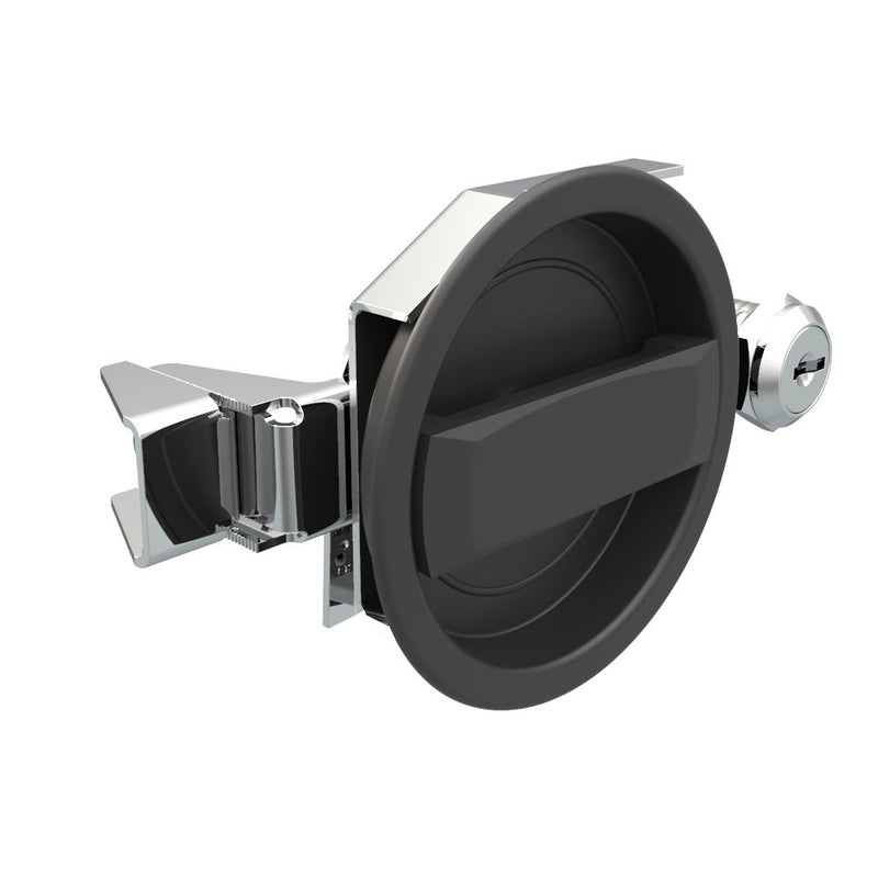 SOUTHCO Flush Cam Latch, Medium Size, Turn Counterclockwise to Latch / Lock, Single or Three - Point Latching, Standard Style Handle, Powder Coat, Black [01-33-45]