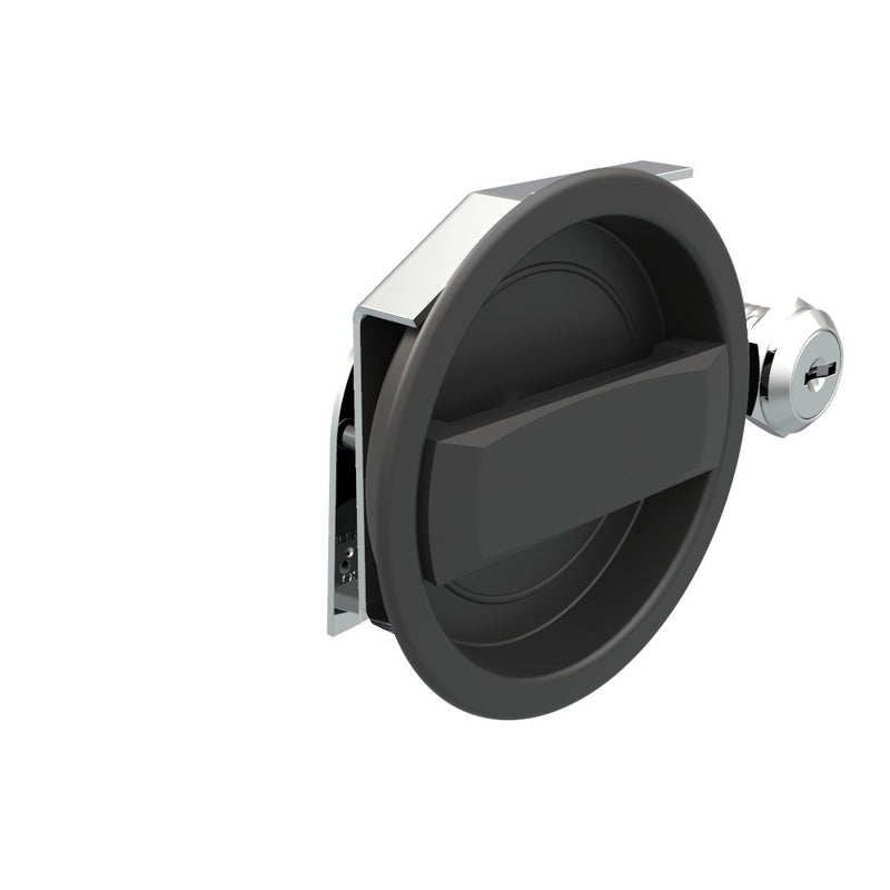 SOUTHCO Flush Cam Latch, Medium Size, Turn Clockwise to Latch / Lock, Two - Point Latching, Standard Style Handle, Powder Coat, Black [01-33-55]