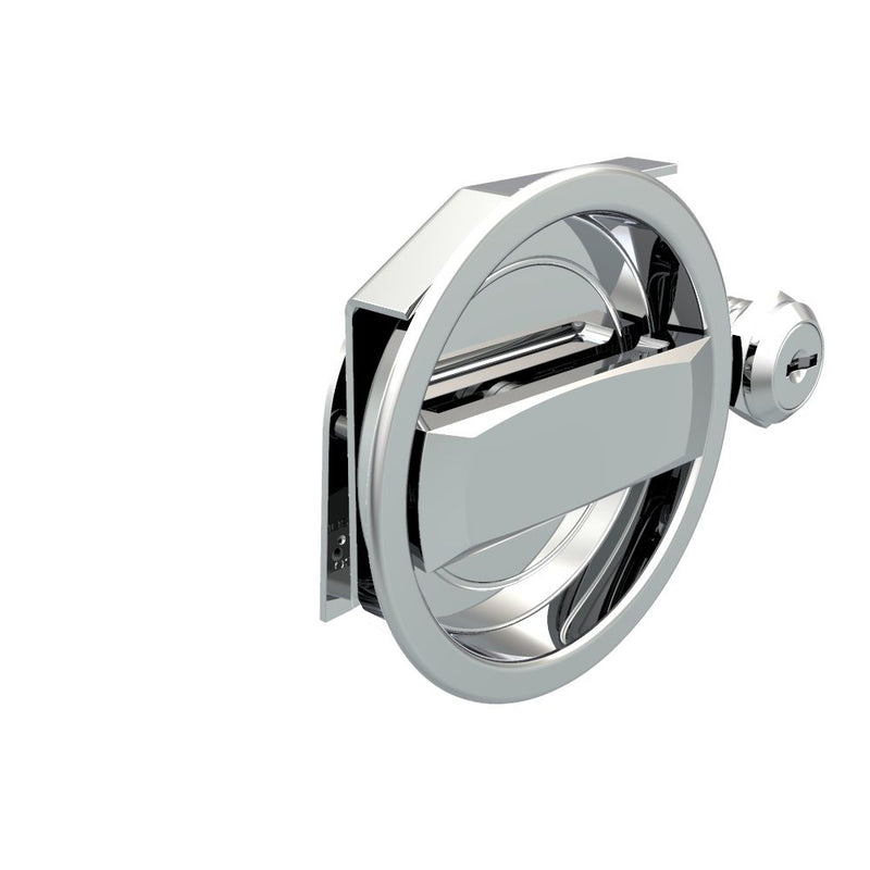 SOUTHCO Flush Cam Latch, Medium Size, Turn Counterclockwise to Latch / Lock, Two - Point Latching, Standard Style Handle, Chrome Plated, Bright [01-33-61]