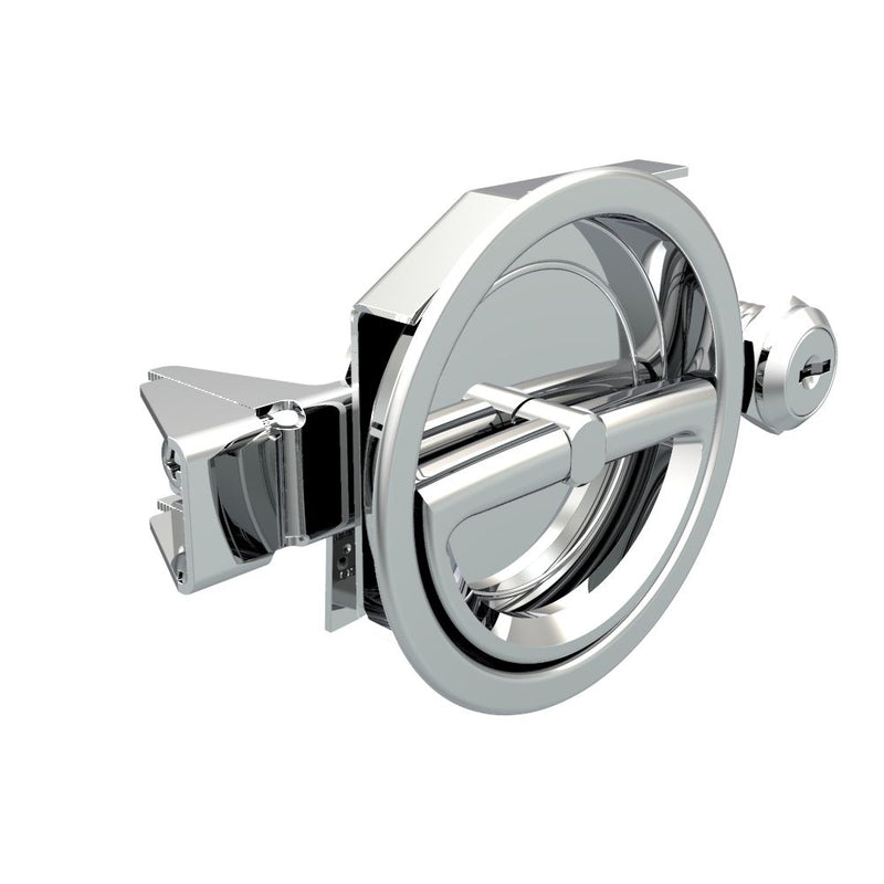 SOUTHCO Flush Cam Latch, Medium Size, Turn Clockwise to Latch / Lock, Single or Three - Point Latching, Bail Handle Style, Chrome Plated, Bright [01-43-11]