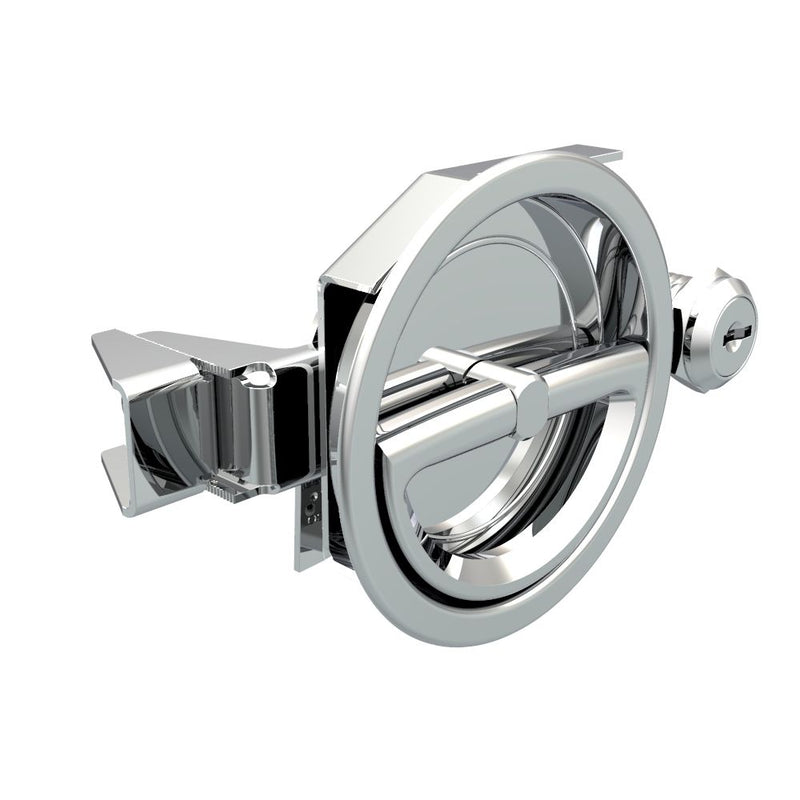 SOUTHCO Flush Cam Latch, Medium Size, Turn Clockwise to Latch / Lock, Single or Three - Point Latching, Bail Handle Style, Chrome Plated, Bright [01-43-41]
