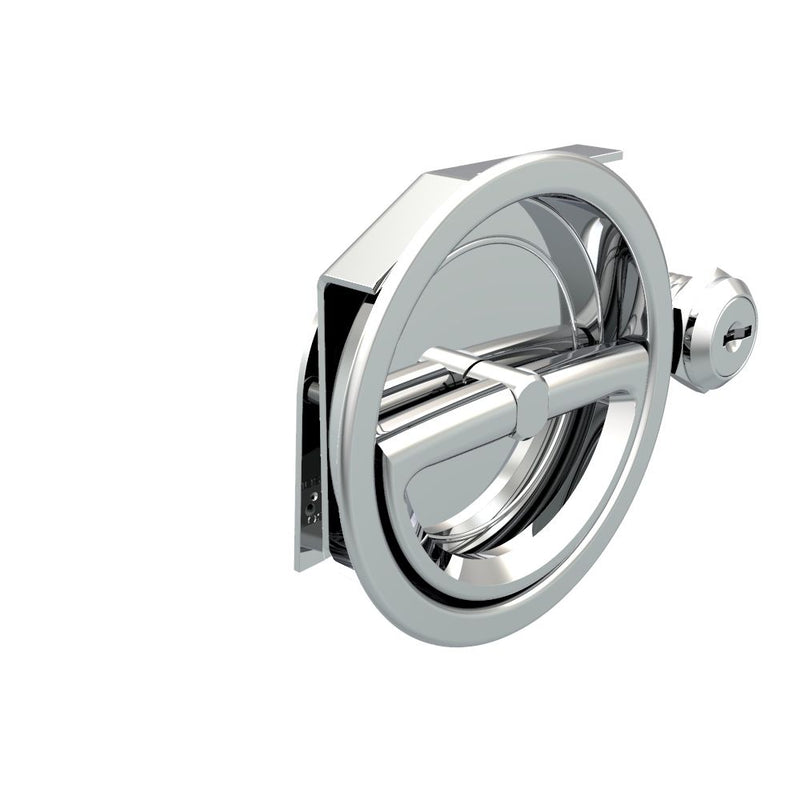 SOUTHCO Flush Cam Latch, Medium Size, Turn Counterclockwise to Latch / Lock, Two - Point Latching, Bail Handle Style, Chrome Plated, Bright [01-43-51]