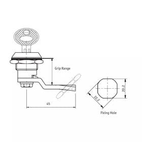 Essentra Key Latch 16.5 mm 43.0 mm [05030650E]; 20049065
