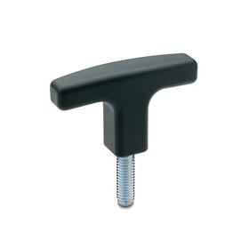 Essentra T-Handle Knob 94.0 mm M12 Threaded Stud PA Black [1219193]; 10189641