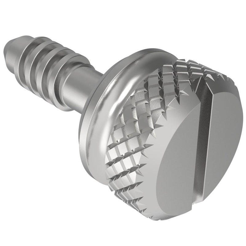 SOUTHCO Fast Lead Screw, Large Size, Knurled, 3.1mm (.12 in) Max. Outer Panel, Steel, Zinc Plate, Bright chromate, plus sealer [17-13-104-11]
