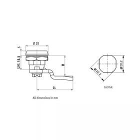 Essentra Quarter Turn Spring Latch 28.5 mm 5.0 mm Double Bit Key [1060401547002E]; 20061517