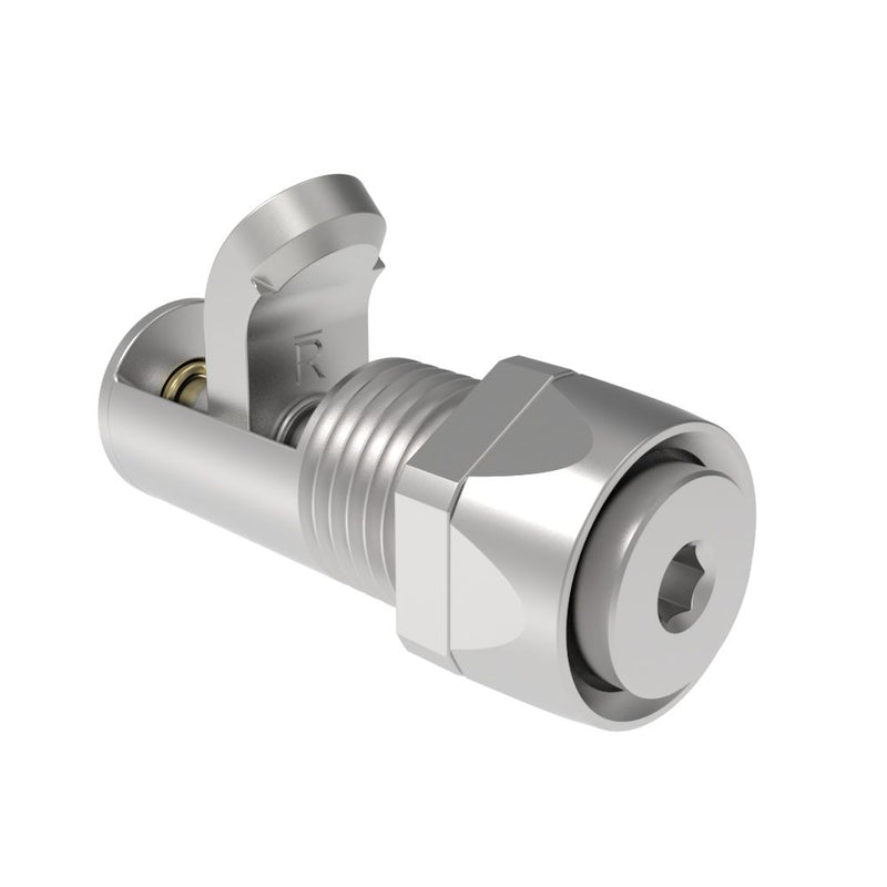 SOUTHCO Compression Latch, Self-Adjusting, Miniature Size, Tool Locking, Hex Recess, 1.5-4.8mm Panel, 0.8-7.1mm Grip, Stainless steel, Passivated, Silver [27-10-701-20]