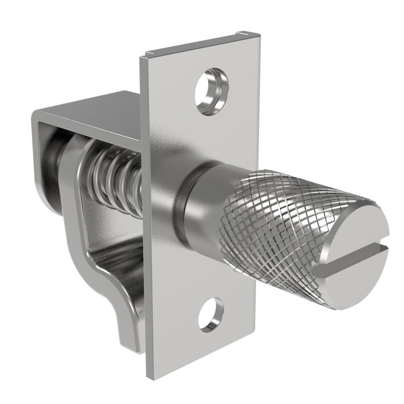 SOUTHCO Compression Latch, Self-Adjusting, Small Size, Tool Locking, Slotted Knurled Head, 3.2-7.1mm Grip, Steel, Zinc Plated, Bright Chromate [43-1-4-0]