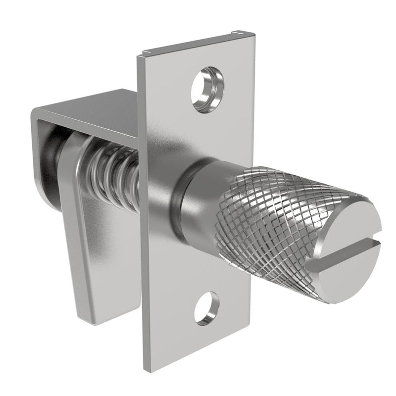 SOUTHCO Compression Latch, Self-Adjusting, Small Size, Tool Locking, Slotted Knurled Head, 6.4-13.5mm Grip, Steel, Zinc Plated, Bright Chromate [43-1-5-0]