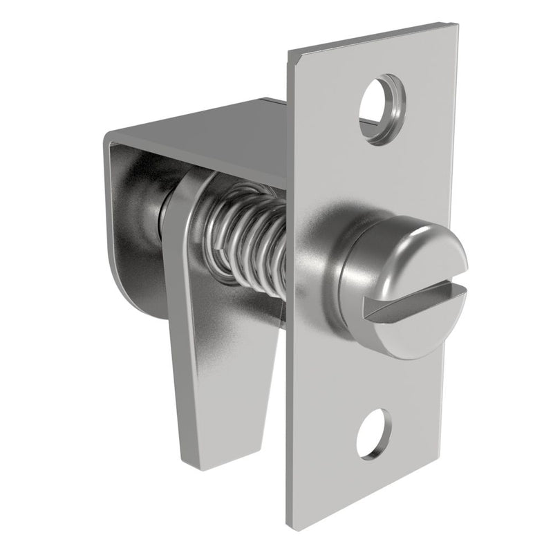SOUTHCO Compression Latch, Self-Adjusting, Medium Size, Tool Locking, Slotted Flush Head, 0.8-6.4mm Panel, 9.5-19.1mm Grip, Steel, Zinc Plated, Bright Chromate [44-1-17-0]