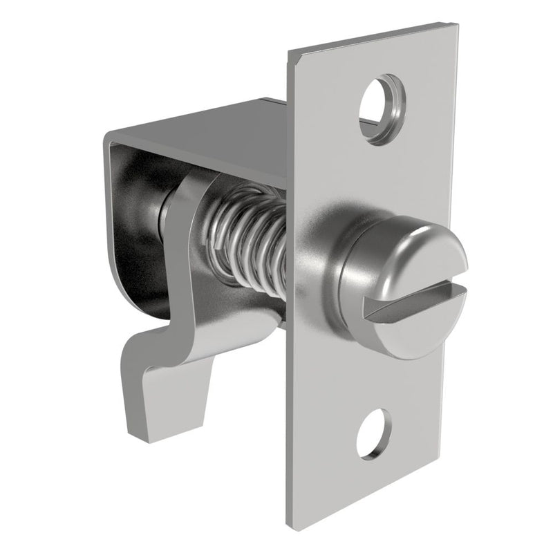 SOUTHCO Compression Latch, Self-Adjusting, Medium Size, Tool Locking, Slotted Flush Head, 0.8-6.4mm Panel, 19.1-28.6mm Grip, Steel, Zinc Plated, Bright Chromate [44-1-18-0]