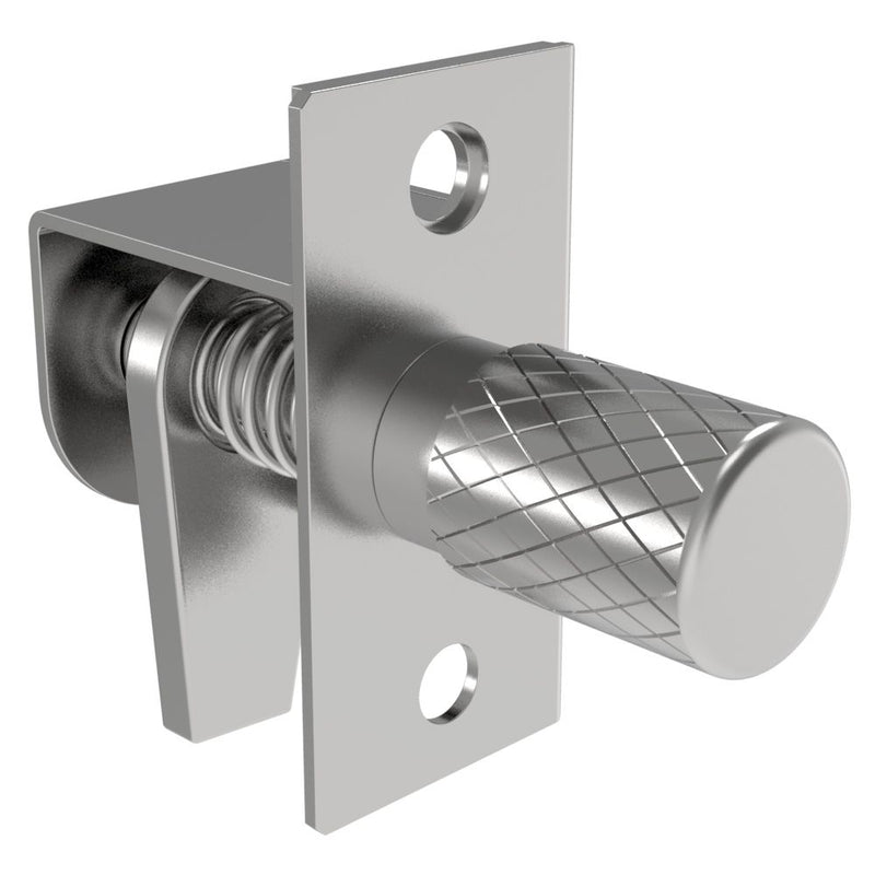 SOUTHCO Compression Latch, Self-Adjusting, Medium Size, No Restriction, Knurled Head, 0.8-6.4mm Panel, 9.5-19.1mm Grip, Steel, Zinc Plated, Bright Chromate [44-1-2-0]
