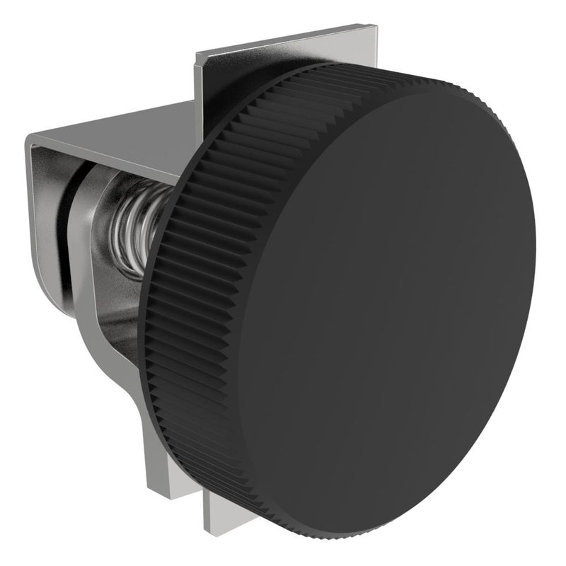 SOUTHCO Compression Latch, Self-Adjusting, Medium Size, No Restriction, Low Profile Black Knob, 0.8-6.4mm Panel, 3.2-9.5mm Grip, Steel, Zinc Plated, Bright Chromate [44-1-34-0]