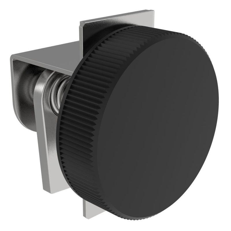 SOUTHCO Compression Latch, Self-Adjusting, Medium Size, No Restriction, Low Profile Black Knob, 0.8-6.4mm Panel, 9.5-19.1mm Grip, Steel, Zinc Plated, Bright Chromate [44-1-35-0]