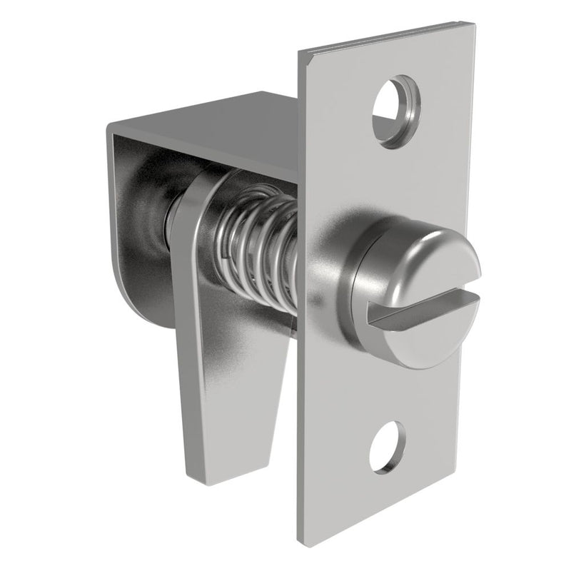 SOUTHCO Compression Latch, Self-Adjusting, Medium Size, Tool Locking, Slotted Flush Head, 0.8-6.4mm Panel, 9.5-19.1mm Grip, Steel, Zinc Plated, Bright Chromate [44-10-17-0]
