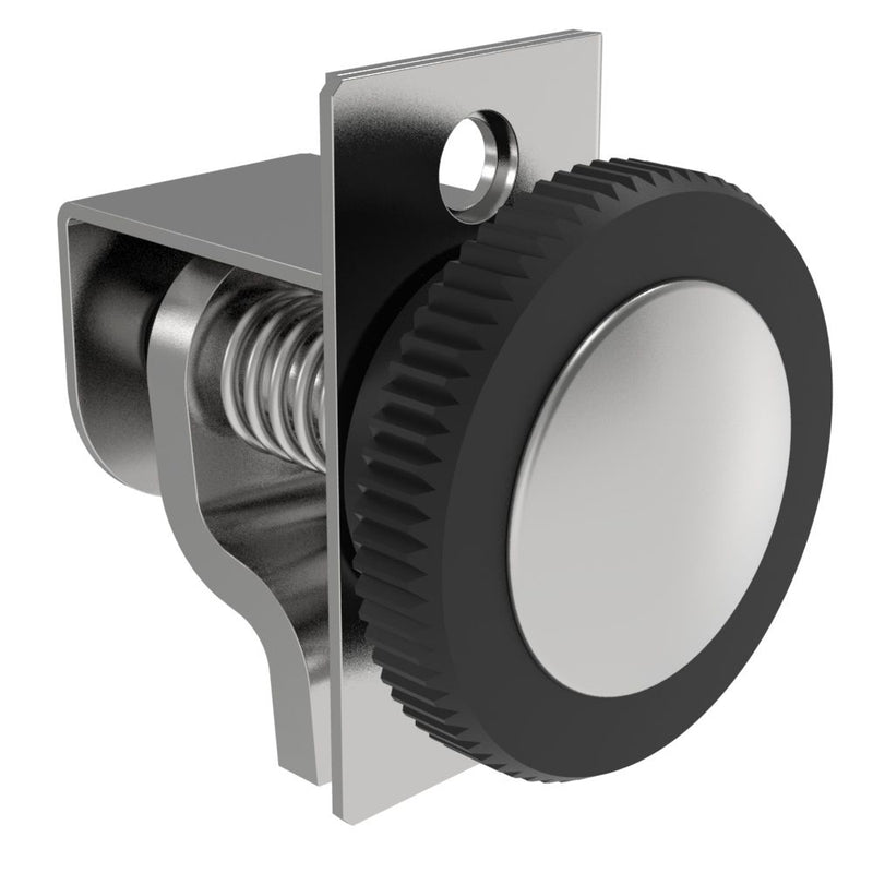 SOUTHCO Compression Latch, Self-Adjusting, Medium Size, No Restriction, Black Knob, 2.8-4.4mm Panel, 3.2-9.5mm Grip, Steel, Zinc Plated, Bright Chromate [44-99-119-11]
