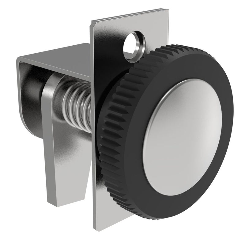 SOUTHCO Compression Latch, Self-Adjusting, Medium Size, No Restriction, Black Knob, 2.8-4.4mm Panel, 9.5-19.1mm Grip, Steel, Zinc Plated, Bright Chromate [44-99-119-12]