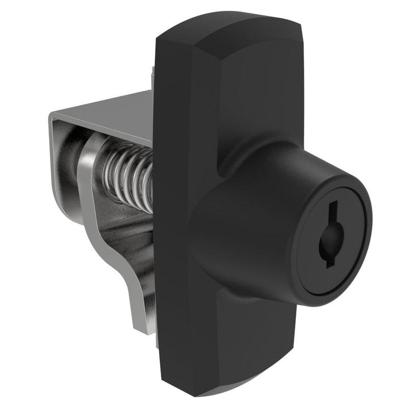 SOUTHCO Compression Latch, Self-Adjusting, Medium Size, Key Locking, Key Locking, 1.07-2.36mm Panel, 3.2-9.5mm Grip, Steel, Zinc Plated, Bright Chromate [44-99-222-71]