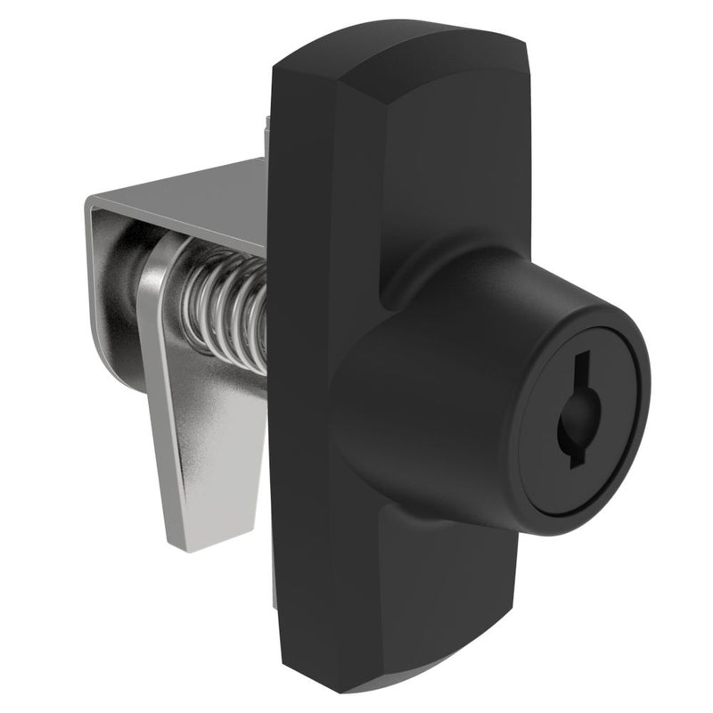 SOUTHCO Compression Latch, Self-Adjusting, Medium Size, Key Locking, Key Locking, 1.07-2.36mm Panel, 9.5-19.1mm Grip, Steel, Zinc Plated, Bright Chromate [44-99-222-72]