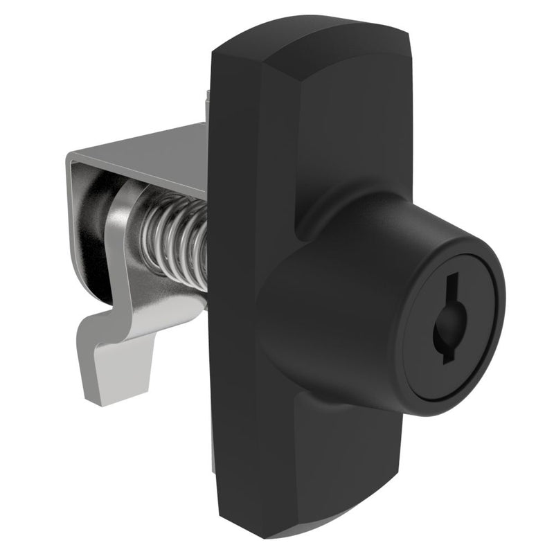SOUTHCO Compression Latch, Self-Adjusting, Medium Size, Key Locking, Key Locking, 1.07-2.36mm Panel, 19.1-28.6mm Grip, Steel, Zinc Plated, Bright Chromate [44-99-222-73]