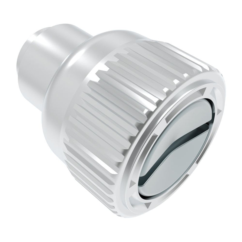SOUTHCO Captive Screw, 8-32 Thread, Flare-in, Slotted Recess, Knurled Bright Knob [47-11-306-10]