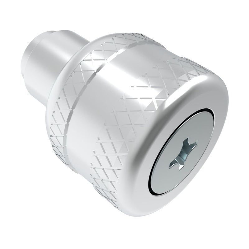 SOUTHCO Captive Screw, M5 X 0.8, Flare-in, Phillips Recess, Knurled Bright Knob [47-83-522-22]