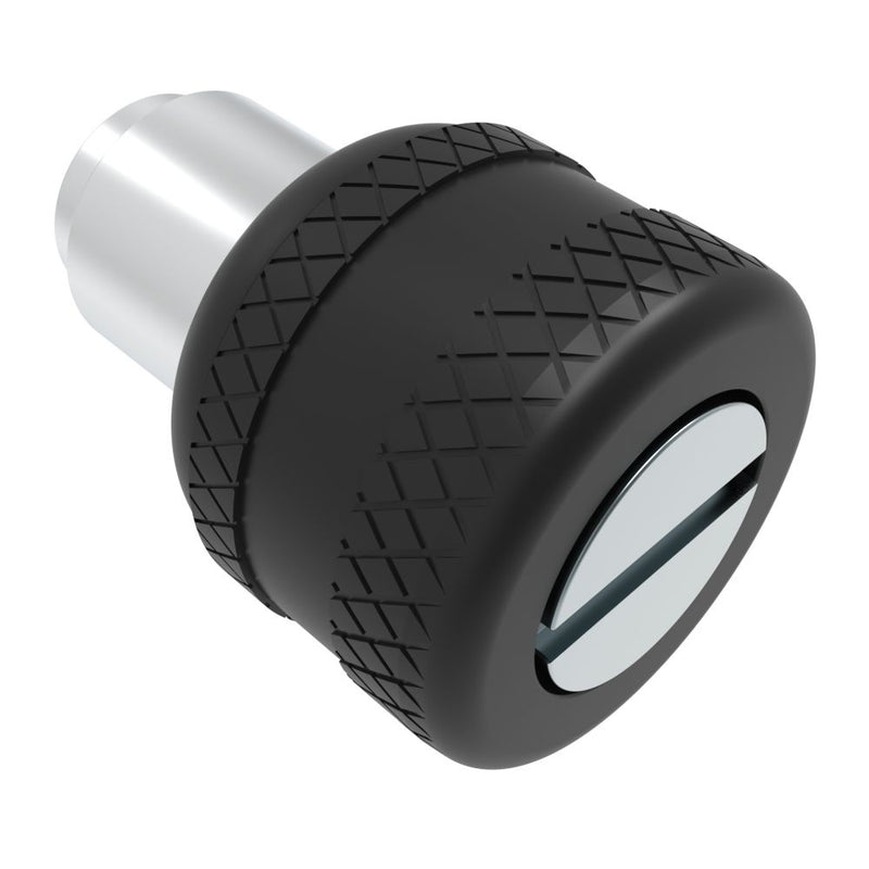 SOUTHCO Captive Screw, M4 X 0.7, Flare-in, Slotted Recess, Knurled Black Knob [47-81-302-62]
