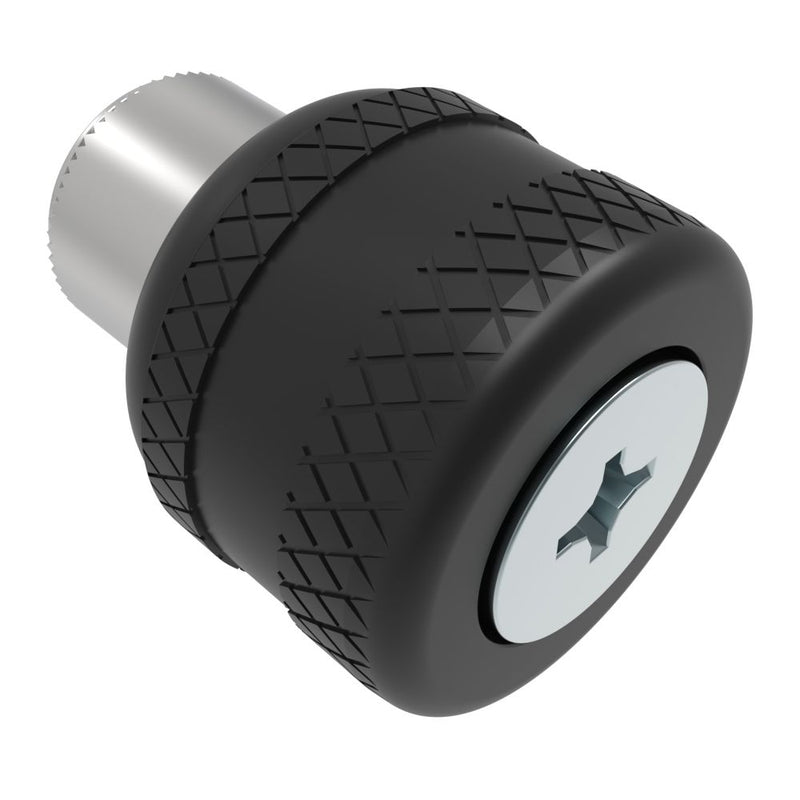SOUTHCO Captive Screw, M5 X 0.8, Press-in, Phillips Recess, Knurled Black Knob [47-92-521-62]