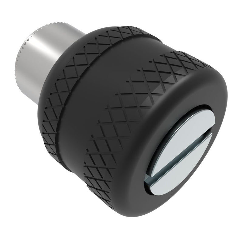 SOUTHCO Captive Screw, M4 X 0.7, Press-in, Slotted Recess, Knurled Black Knob [47-93-301-62]