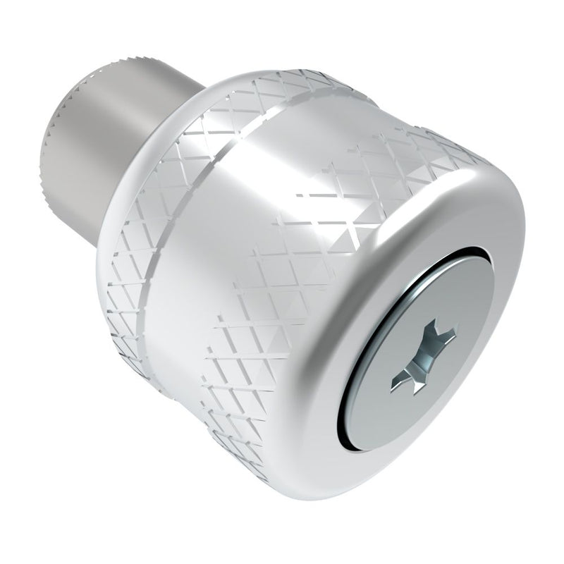 SOUTHCO Captive Screw, 10-32 Thread, Press-in, Phillips Recess, Knurled Bright Knob [47-62-521-22]