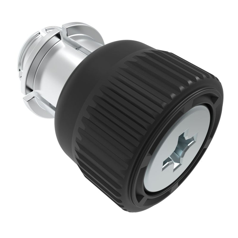 SOUTHCO Captive Screw, 6-32 Thread, Snap-In, Phillips Recess, Knurled Black Knob [47-60-230-50]