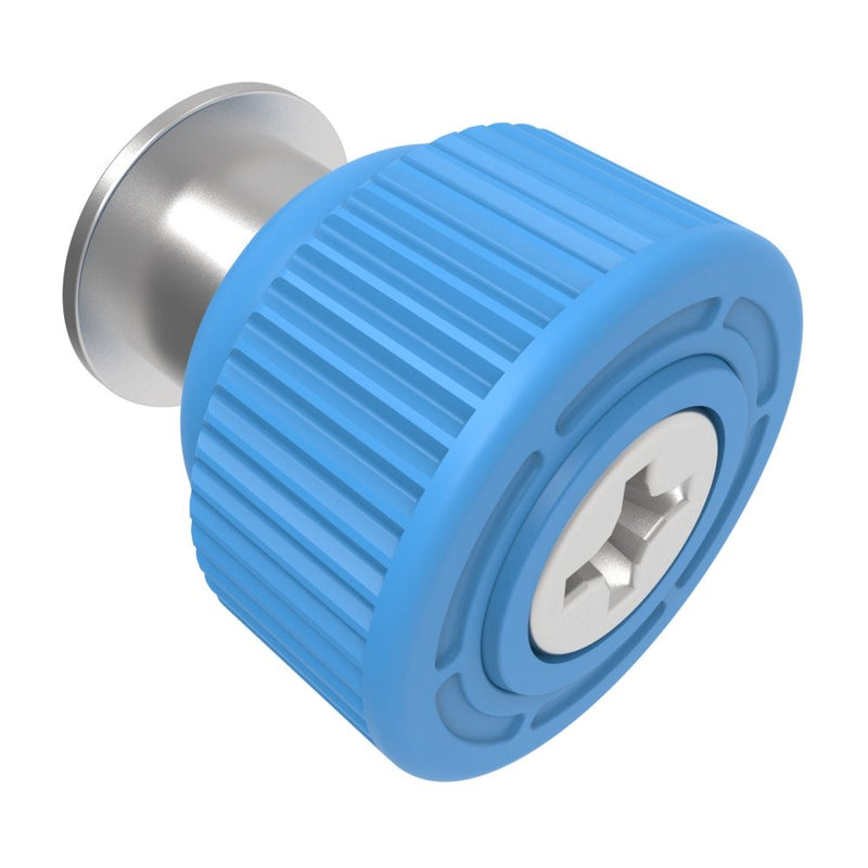 SOUTHCO Captive Screw, M3 X 0.5, Flare-in, Phillips Recess, Knurled Blue Knob [47-99-944-1F1-K008]