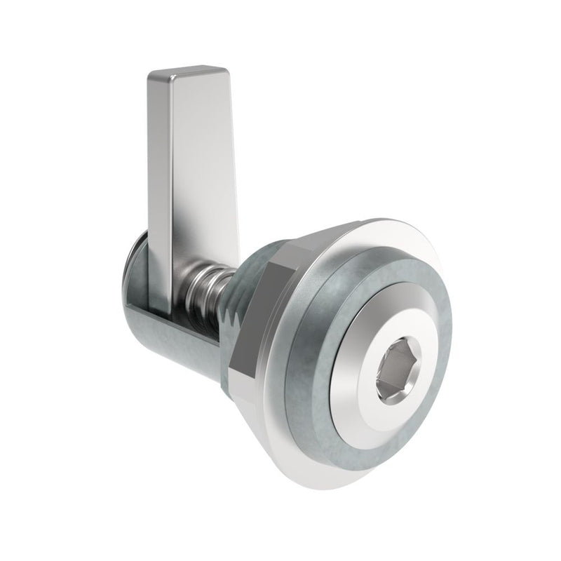 SOUTHCO Compression Latch, Self-Adjusting, Small Size, Tool Locking, Hex Socket, 1.5-4.8mm Panel, 8.7-15.9mm Grip, Zinc Alloy, Chemical Protective Film, Silver [48-82-R]