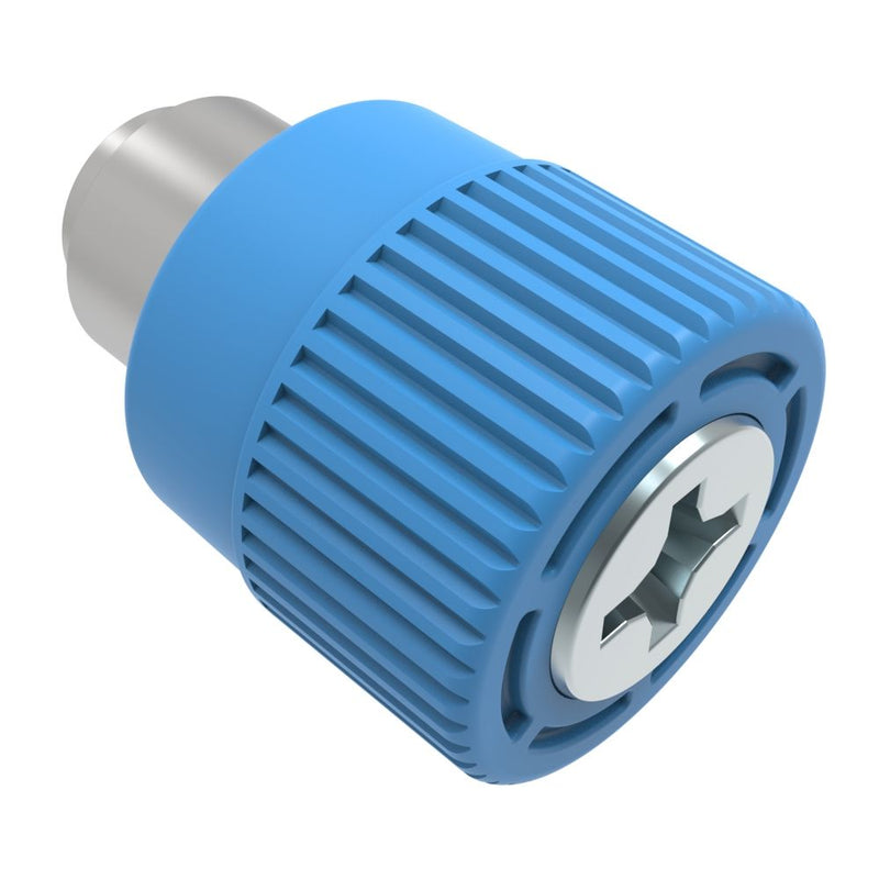 SOUTHCO Captive Screw, M3 X 0.5, Flare-in, Phillips Recess, Knurled Blue Knob [4C-PH-M3-1F1-K008]