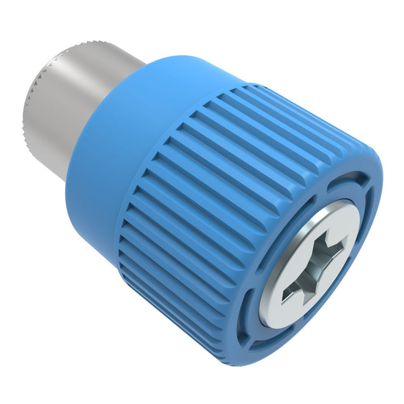 SOUTHCO Captive Screw, M3 X 0.5, Press-in, Phillips Recess, Knurled Blue Knob [4C-PH-M3-2P0-K008]