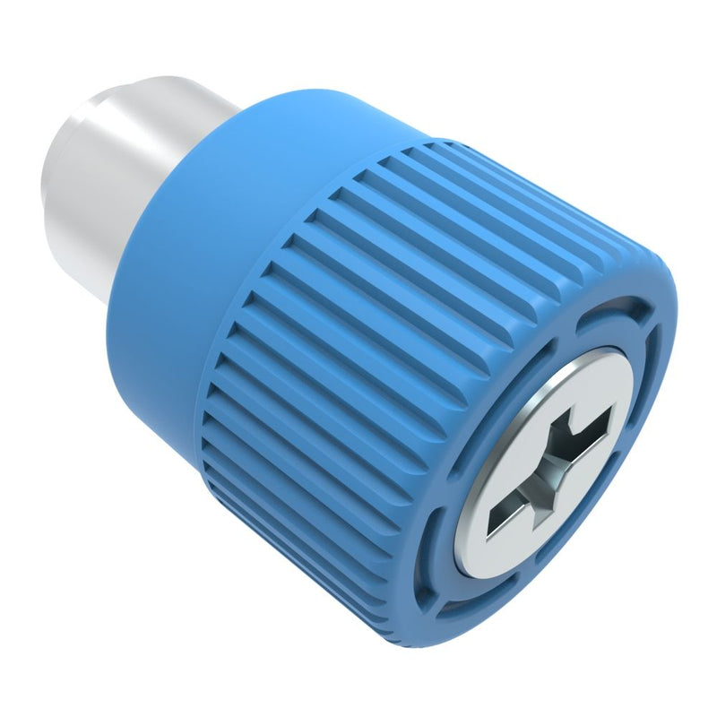 SOUTHCO Captive Screw, M4 X 0.7, Flare-in, Phillips/Slot Combination, Knurled Blue Knob [4C-PS-M4-1F1-K008]