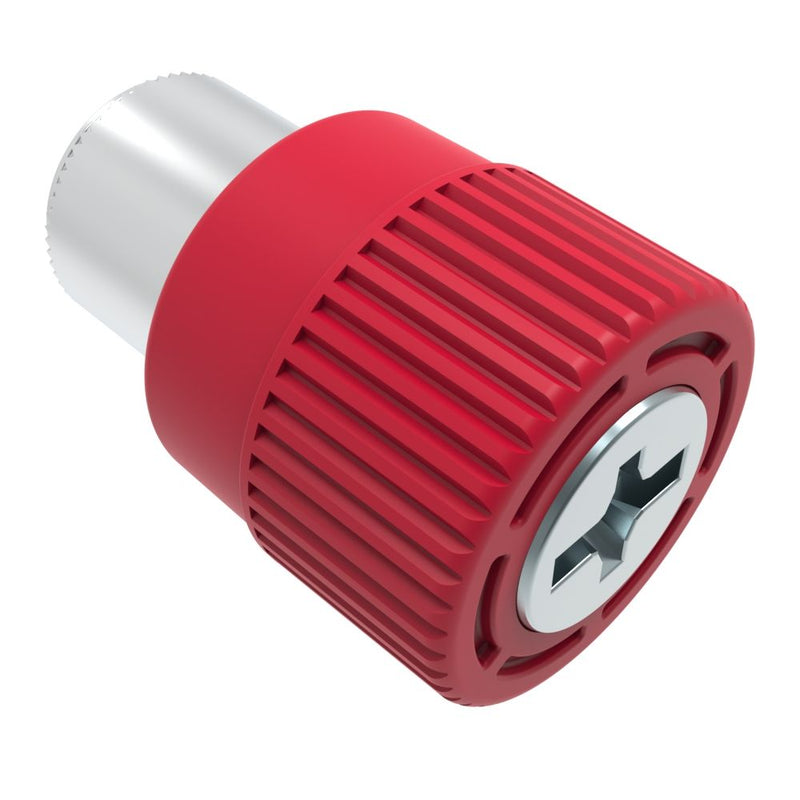 SOUTHCO Captive Screw, M5 X 0.8, Press-in, Phillips/Slot Combination, Knurled Red Knob [4C-PS-M5-1P0-K013]
