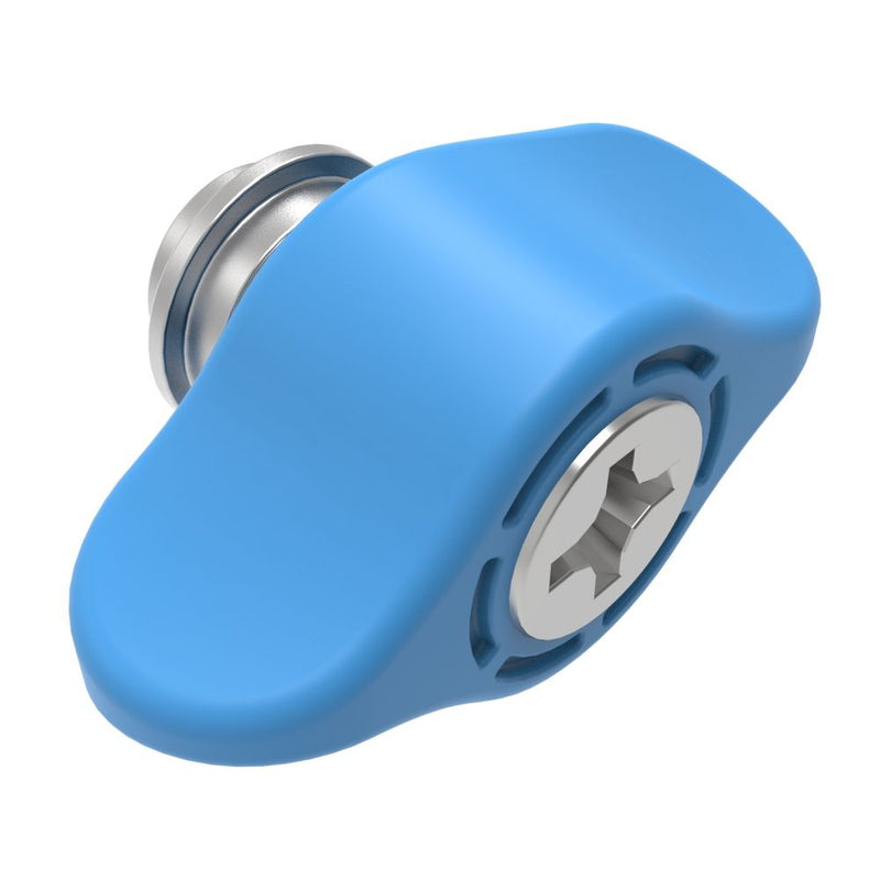 SOUTHCO Captive Screw, M3 X 0.5 Thread, Surface Mount Technology, Phillips Recess, Wing Knob, Blue [4C-SM-3121-W008-R]