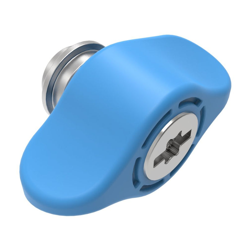 SOUTHCO Captive Screw, M3 X 0.5 Thread, Surface Mount Technology, TORX®/Slot Combination, Wing Knob, Blue [4C-SM-3421-W008-R]
