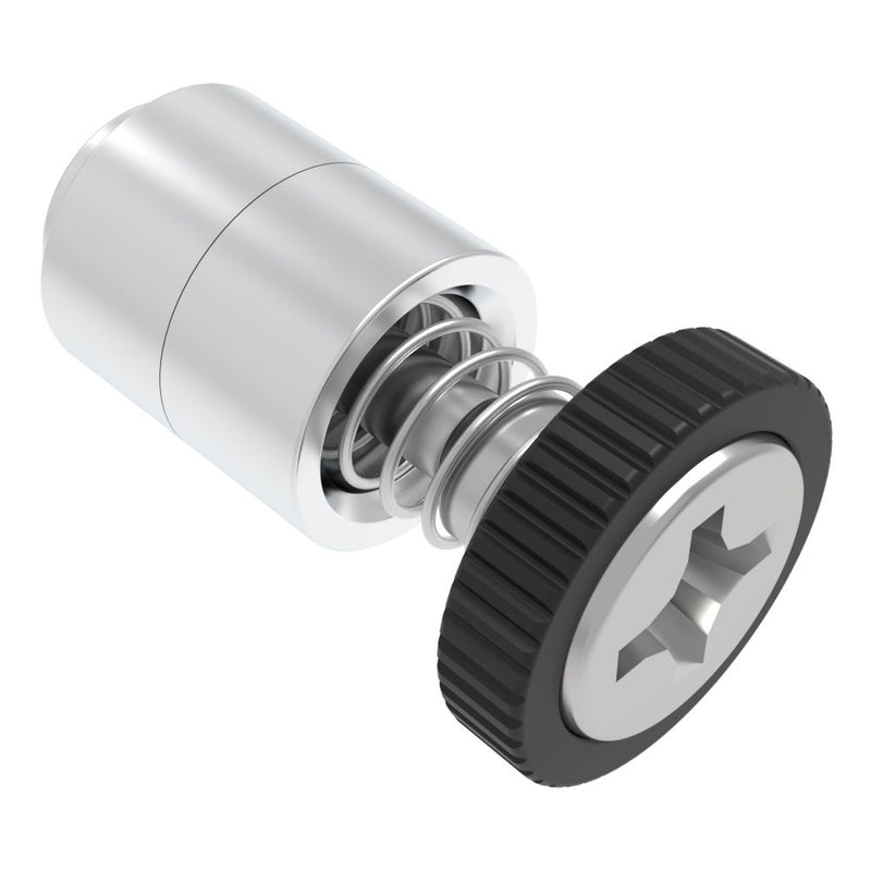 SOUTHCO Captive Screw, 4-40 Thread, Flare-in, Phillips Recess, Knurled Black Knob [52-11-11-4-000]