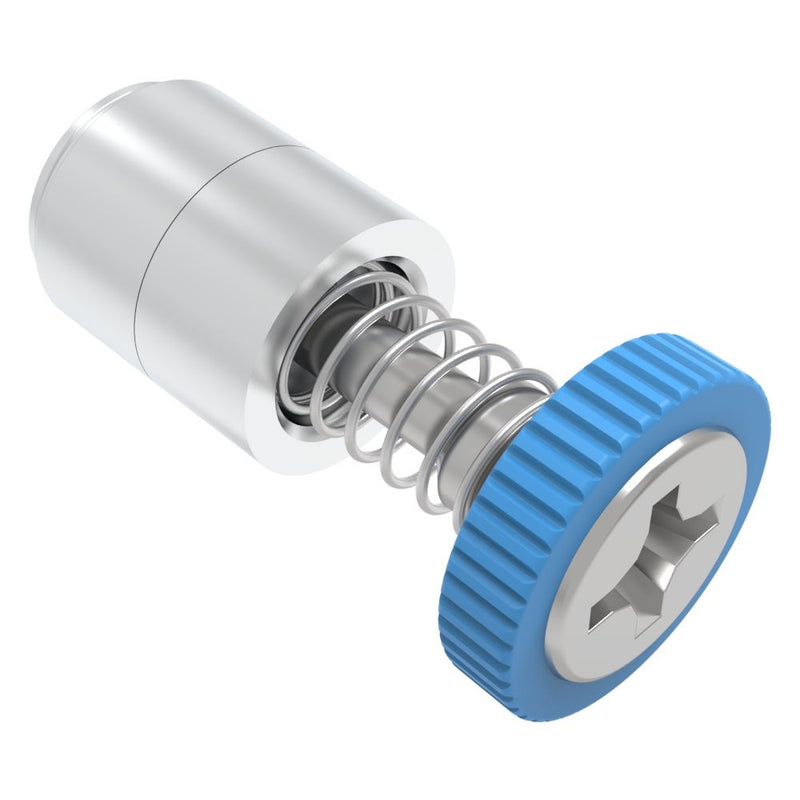 SOUTHCO Captive Screw, 4-40 Thread, Press-in, Phillips Recess, Knurled Blue Knob [52-11-53-4-008]