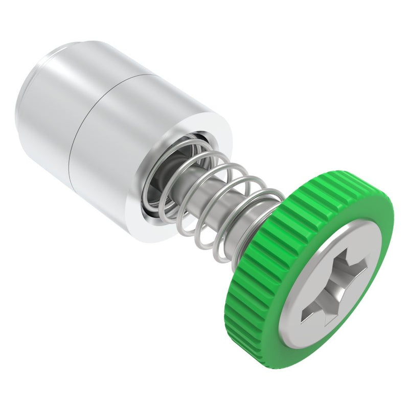 SOUTHCO Captive Screw, 4-40 Thread, Press-in, Phillips Recess, Knurled Green Knob [52-11-53-4-014]