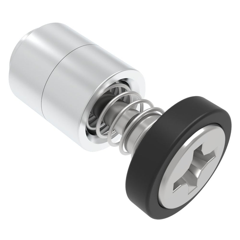 SOUTHCO Captive Screw, 4-40 Thread, Flare-in, Phillips Recess, Smooth Black Knob [52-13-11-4-000]