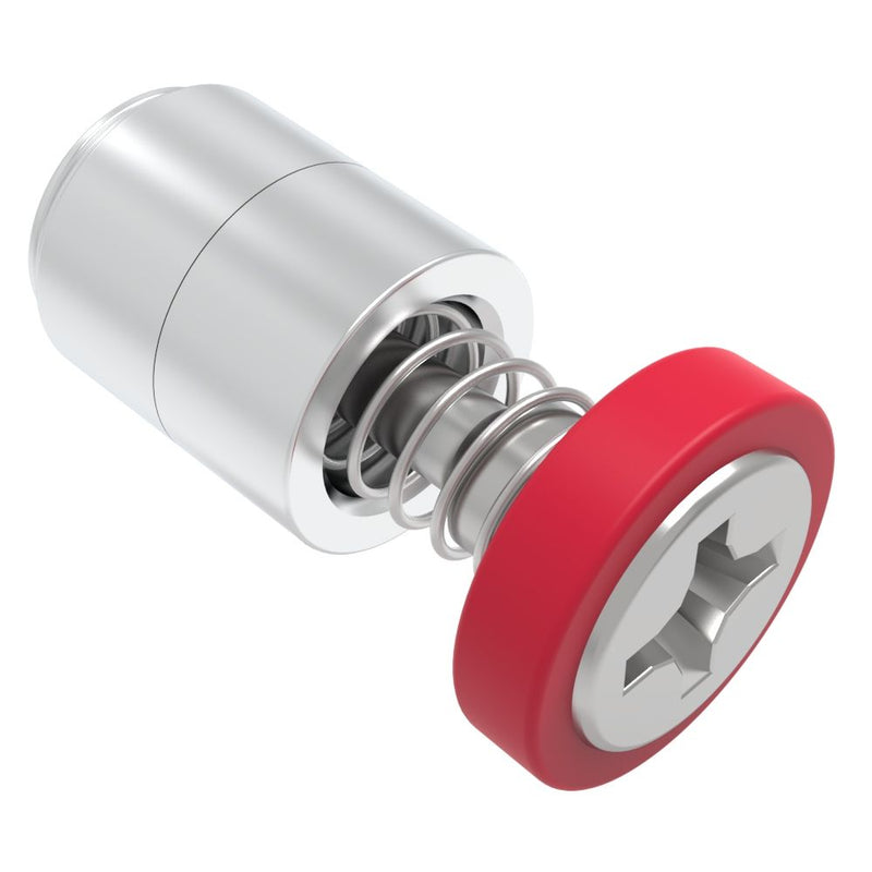 SOUTHCO Captive Screw, 4-40 Thread, Press-in, Phillips Recess, Smooth Red Knob [52-13-51-4-013]