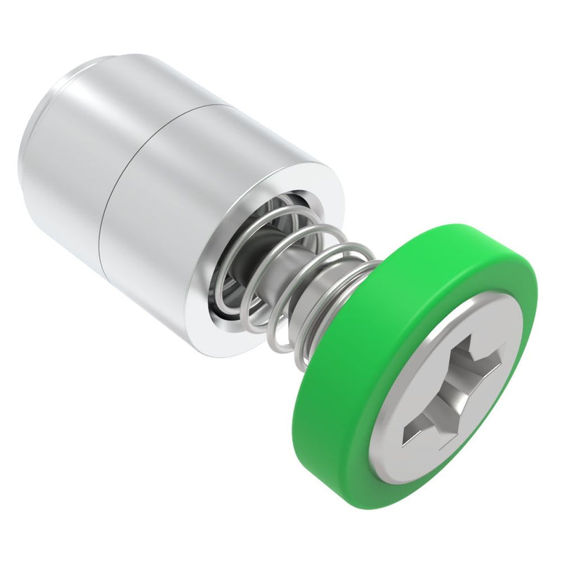 SOUTHCO Captive Screw, 4-40 Thread, Press-in, Phillips Recess, Smooth Green Knob [52-13-53-4-014]